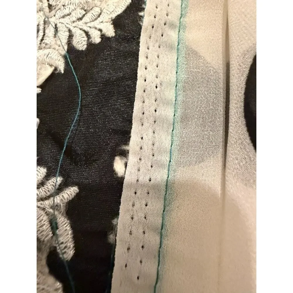 VTG Artisan Embroidered Sheer Shawl Wrap Oversized Polka Dot Floral 87